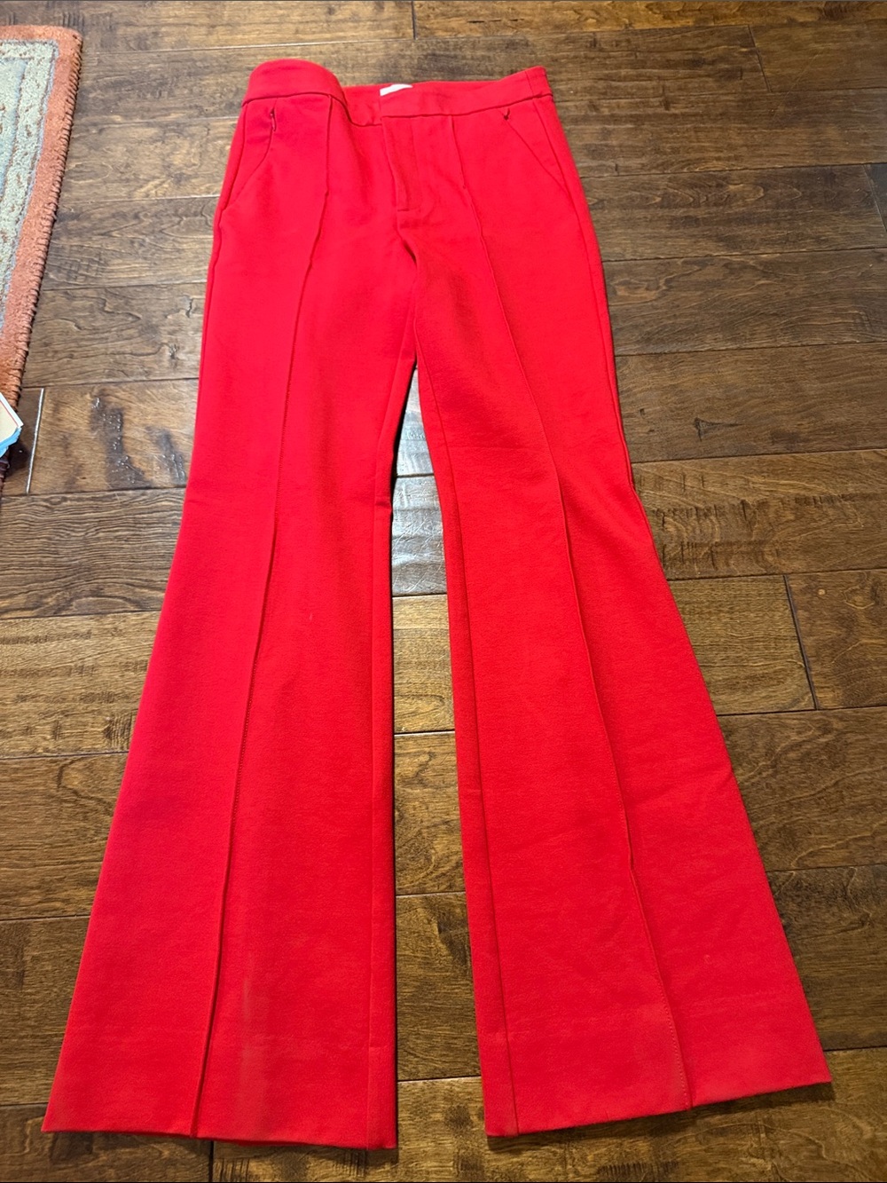 Anthropologie The Essential Ponte Knit Flare Trouser, Red, size 8